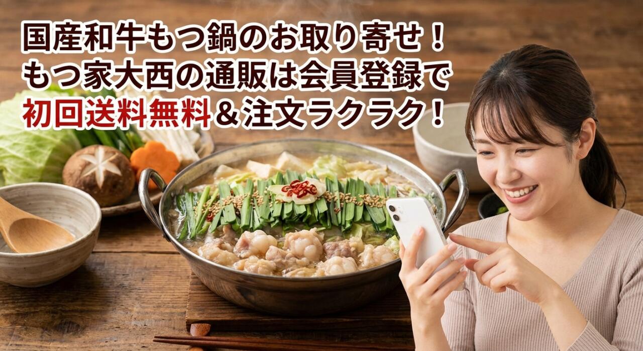 国産和牛もつ鍋のお取り寄せ！もつ家大西の通販は会員登録で初回送料無料＆注文ラクラク！